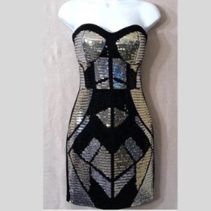 Black Sequin Tube Dress